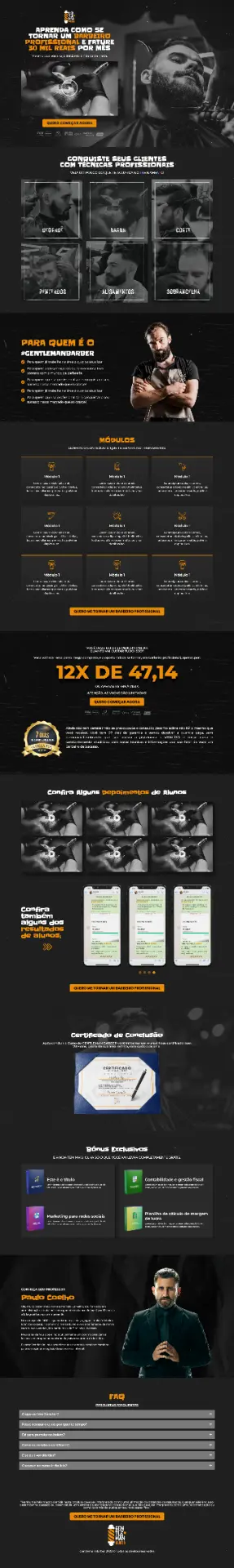 Landing page criada para Gentleman Barber
