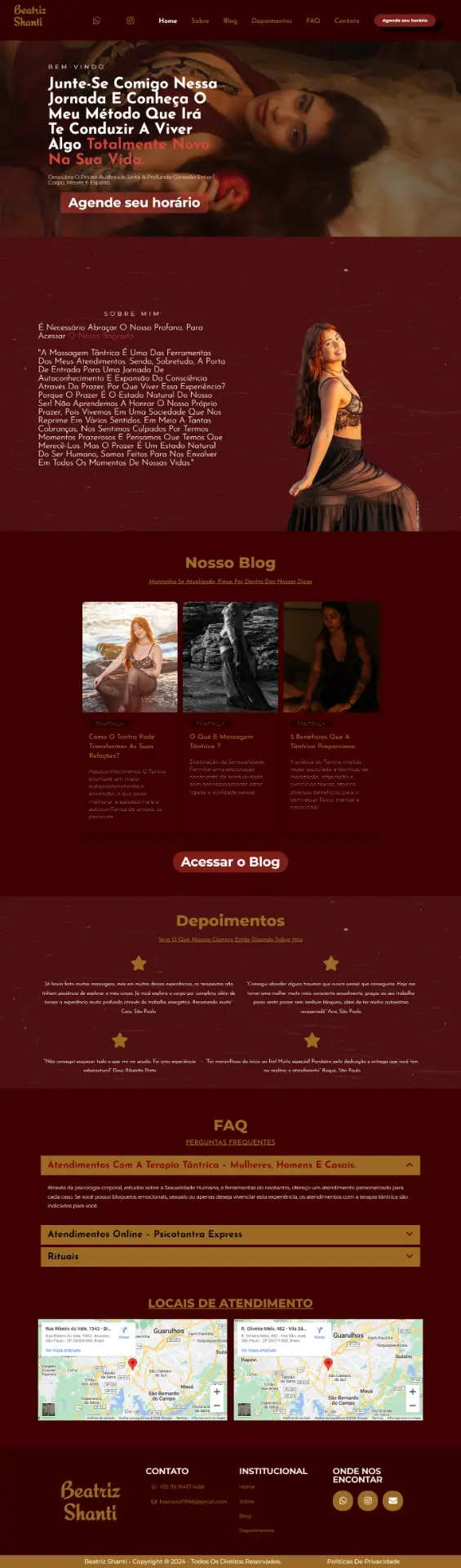 Landing page criada para Beatriz Shanti