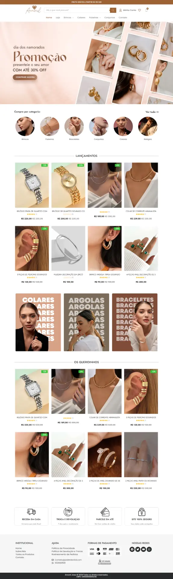 Landing page criada para Amorel Semijoias